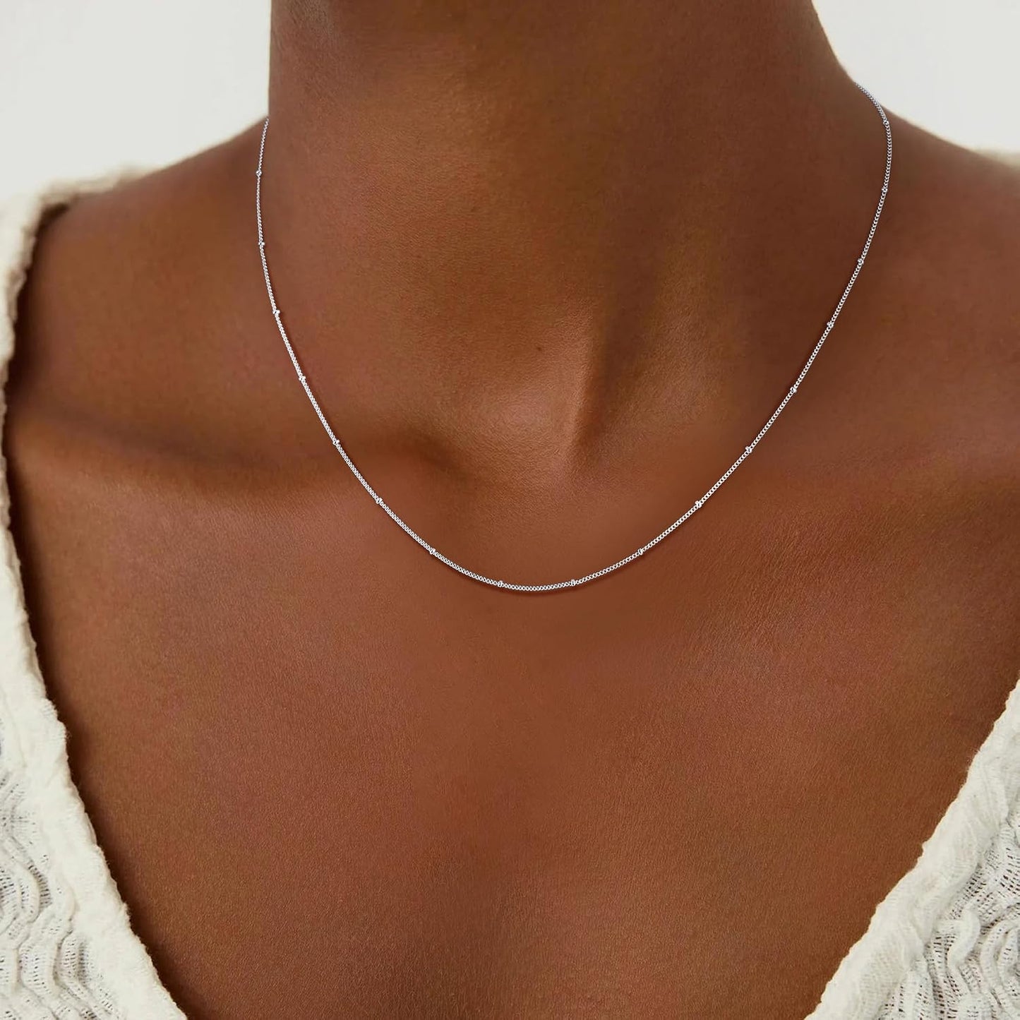 BLThing Collar de cadena de plata de ley S925 para mujer, cadena de...