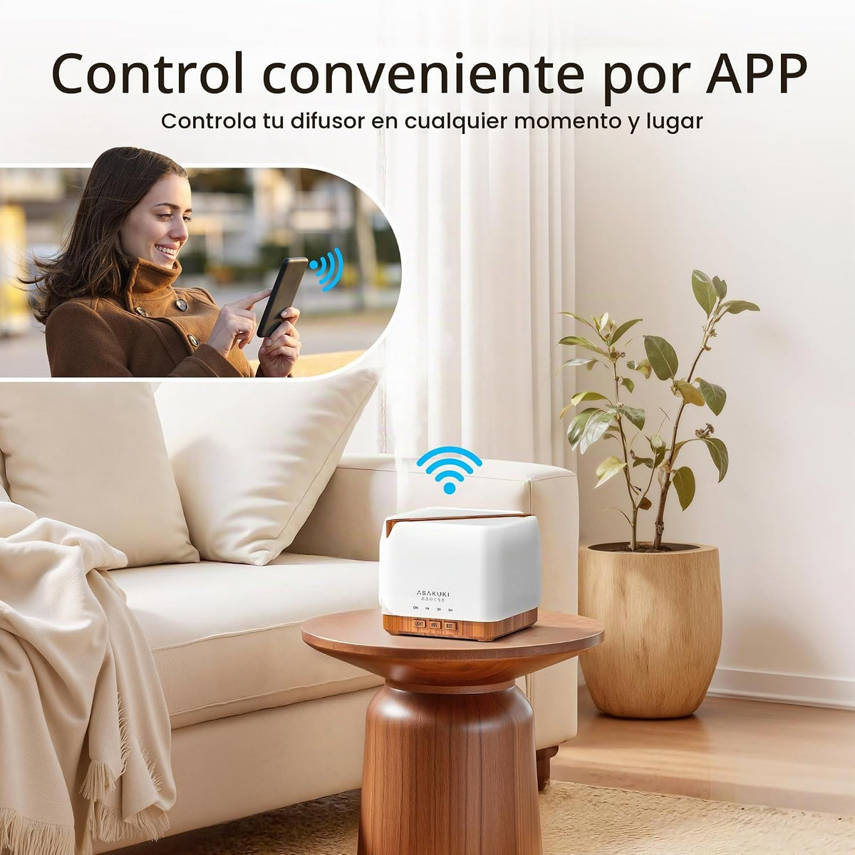 ASAKUKI Difusor de Aceites Esenciales Humidificador Smart WiFi 23.7...