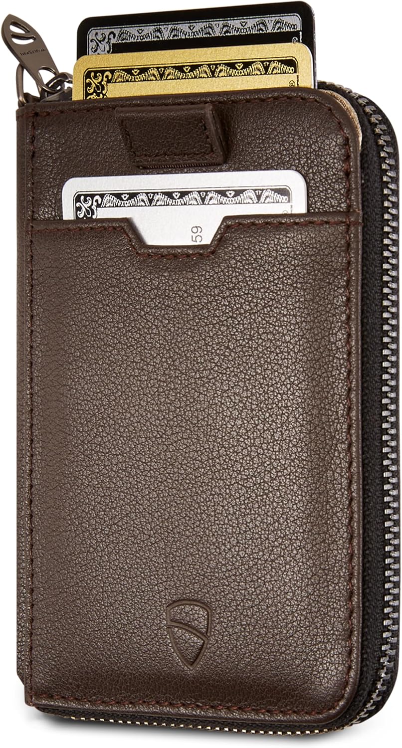 Vaultskin - Cartera de cuero con cierre de cremallera, minimalista...