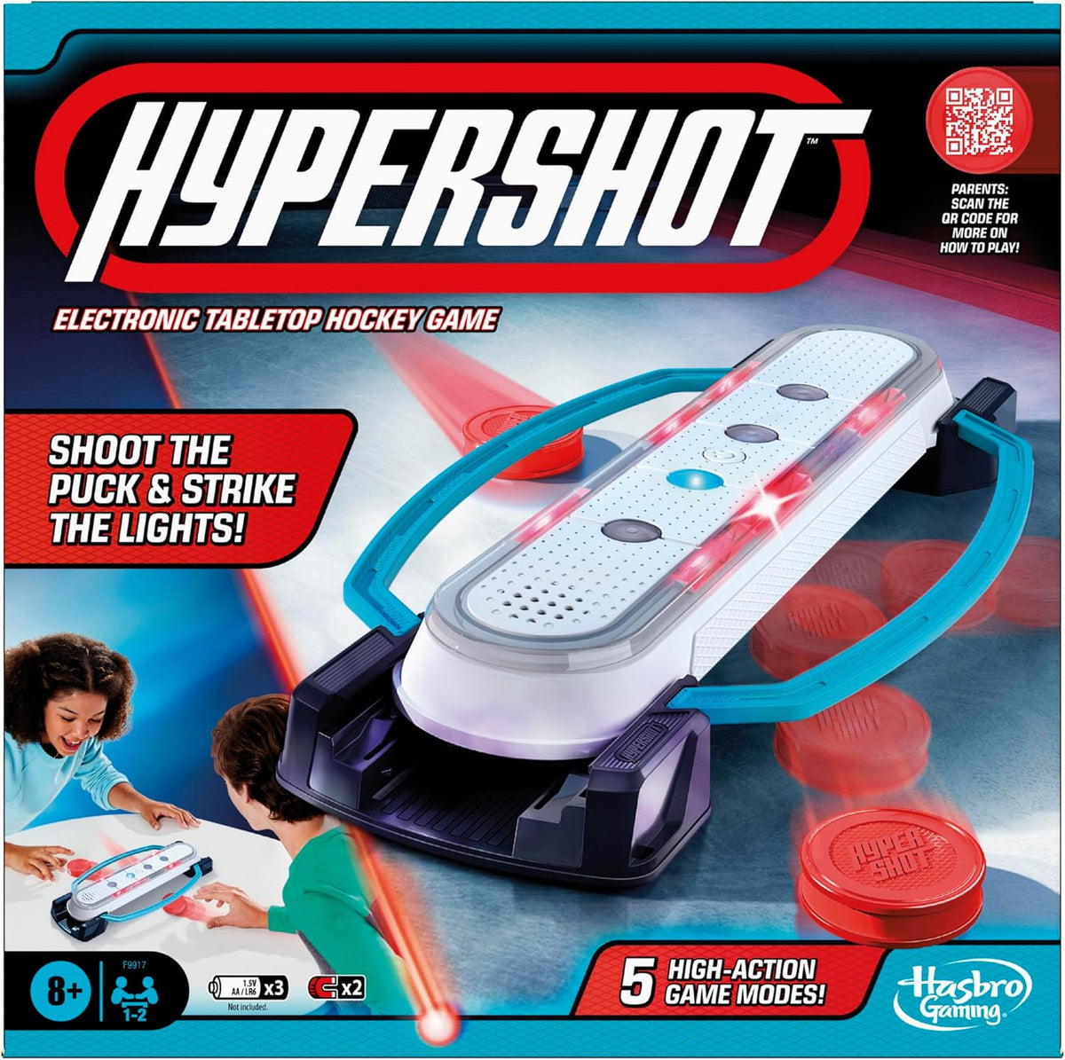 Hasbro Gaming Hypershot - Juego electrónico de hockey de mesa | 5 j...
