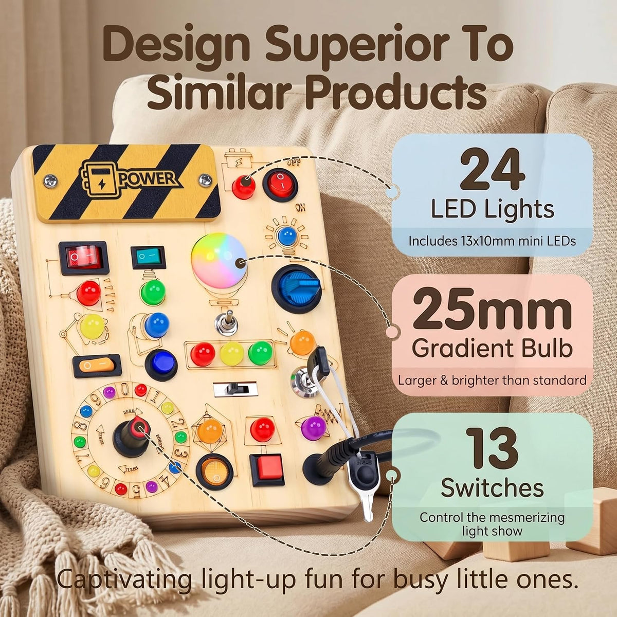 RichBoy Tableros ocupados, estilo interruptor de luces, madera, 37...