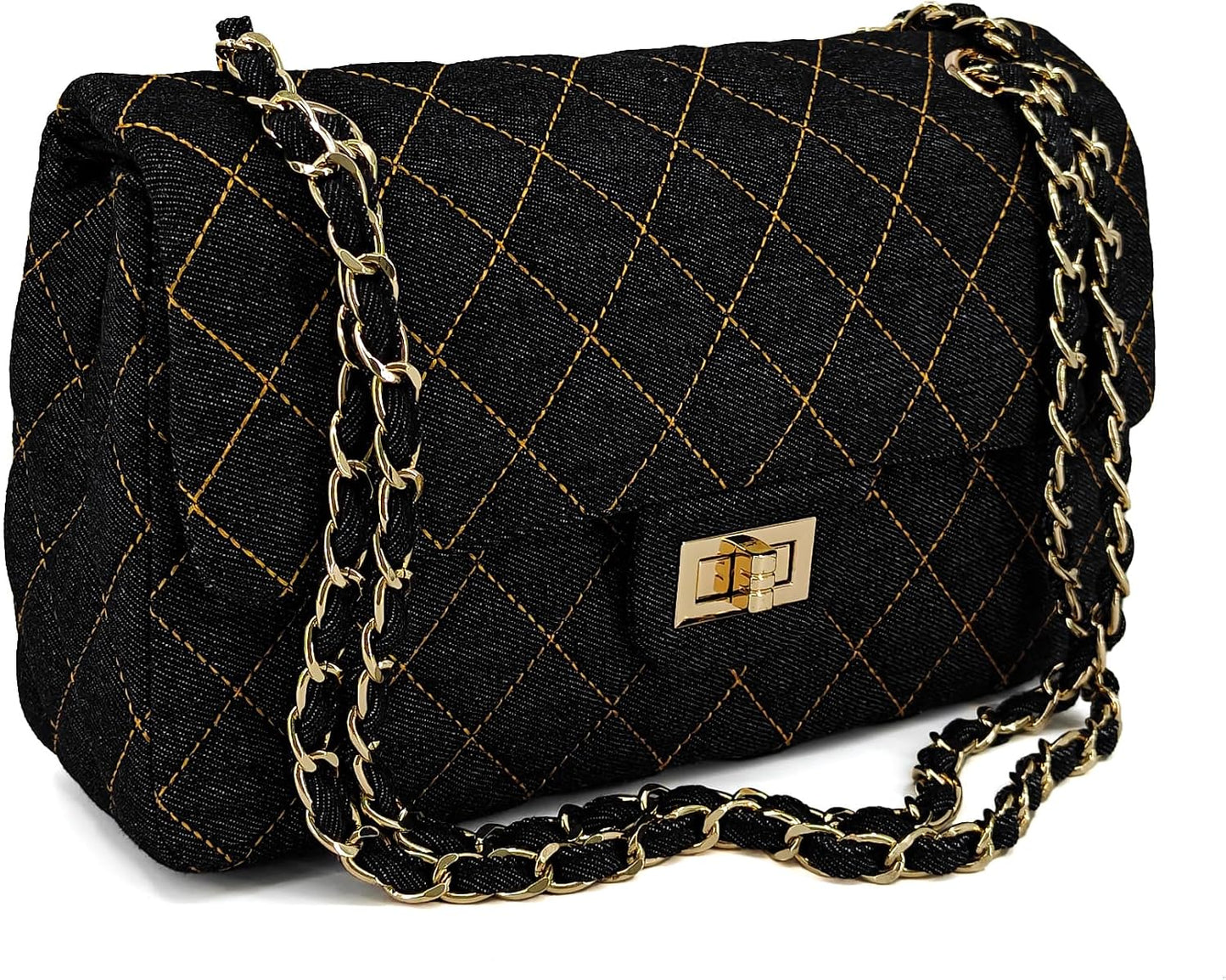 M-ioi-M Bolsos cruzados acolchados de mezclilla para mujer, bolsos...