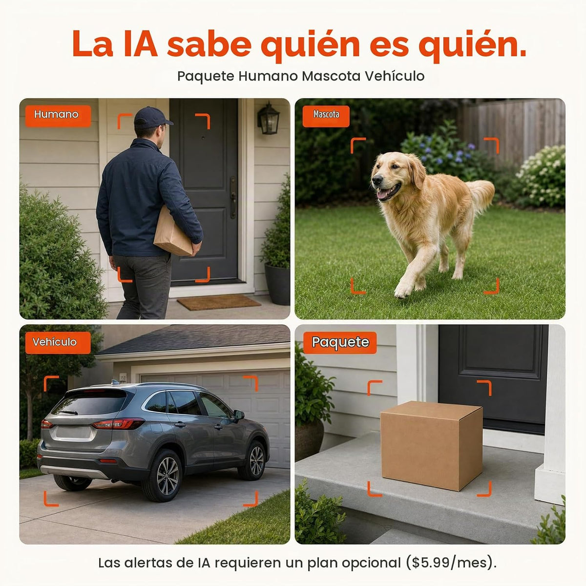 Dzees Cámara de seguridad al aire libre inalámbrica de 3MP 2K, alim...