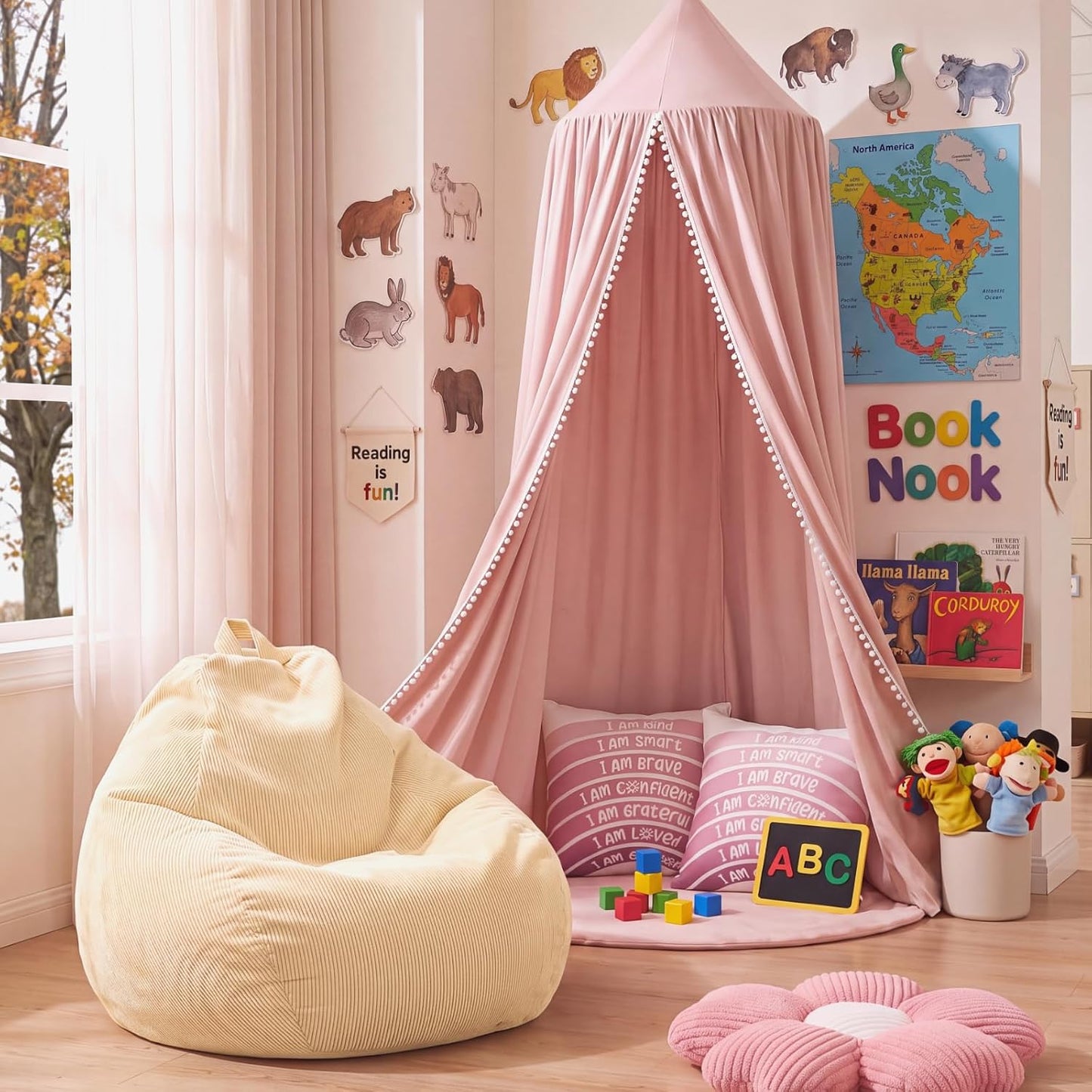 Juego de rincón de lectura para niños con tienda de campaña, funda...