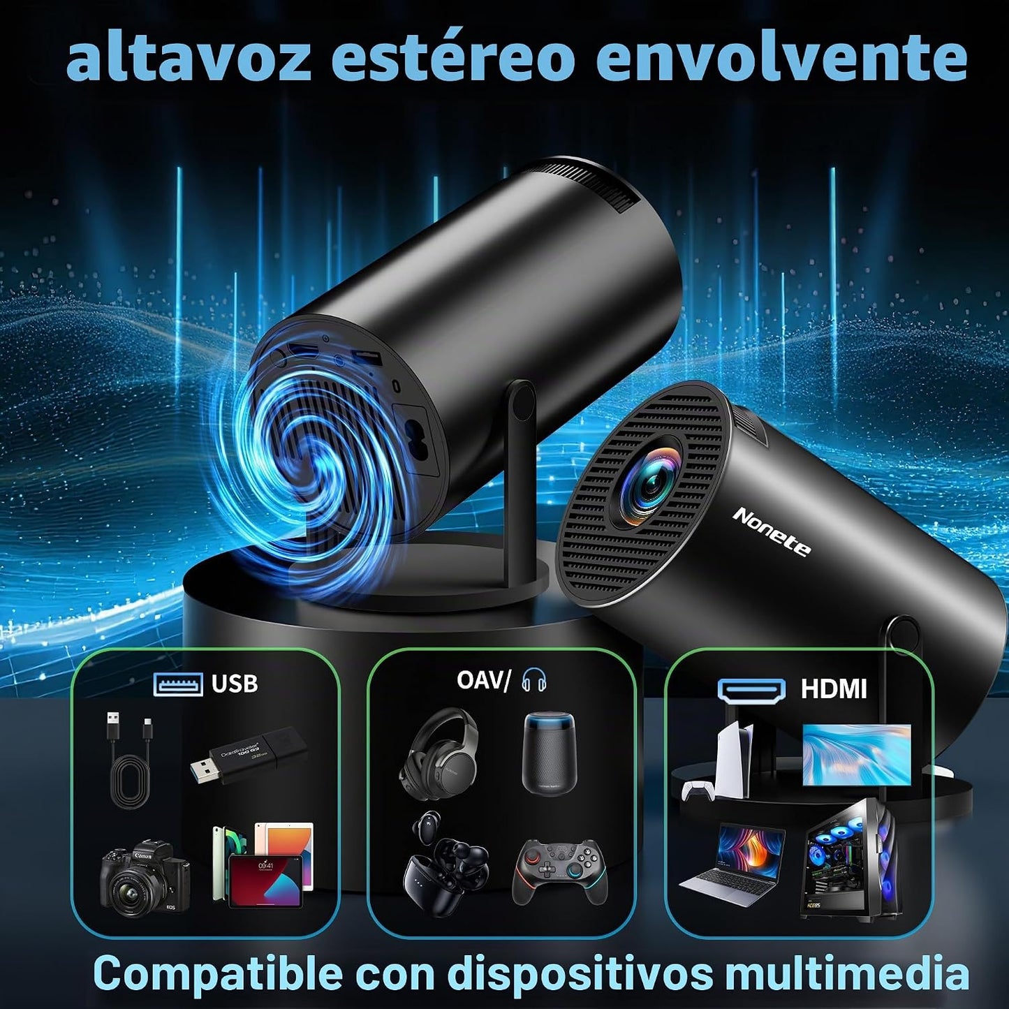 [Aplicaciones integradas y actualizadas en 2026] Mini proyector con...