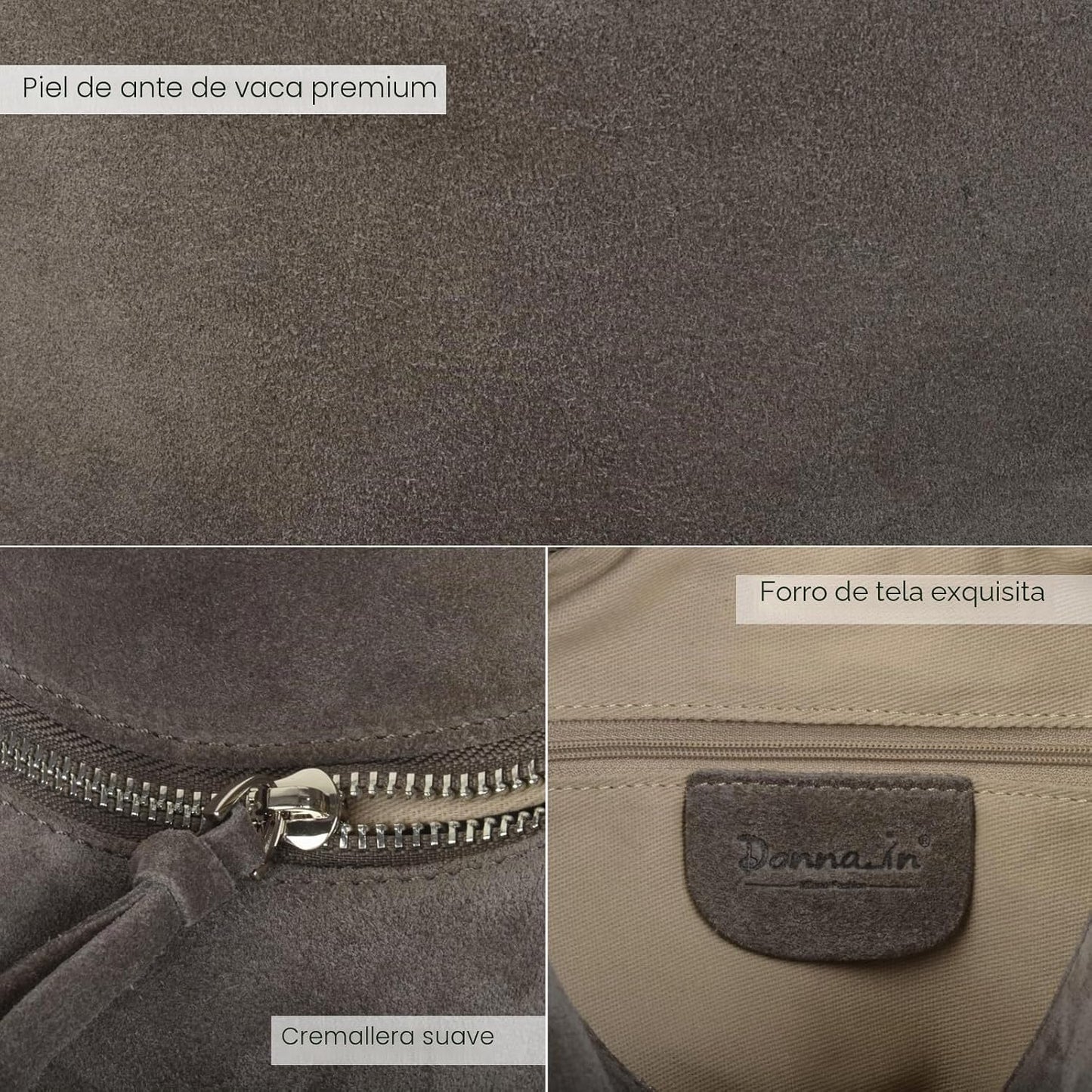 DONNAIN Bolsos cruzados de piel de ante premium para mujer y bolso...