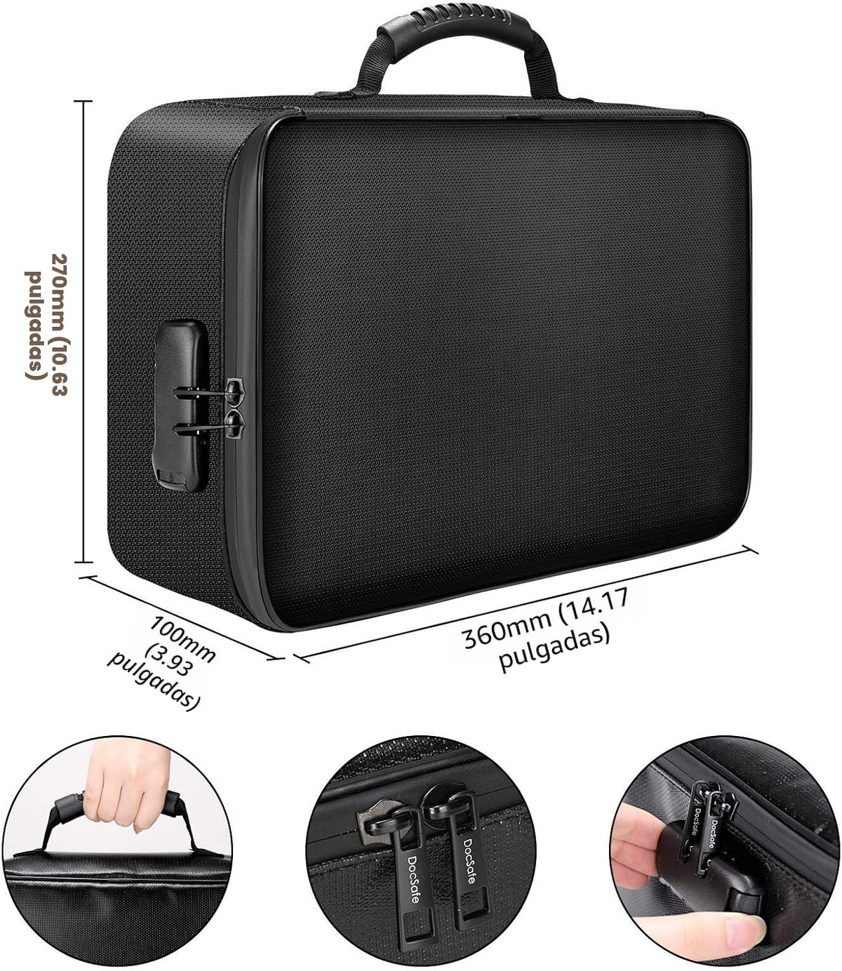 DocSafe - Bolsa de documentos con cerradura, funda de almacenamient...