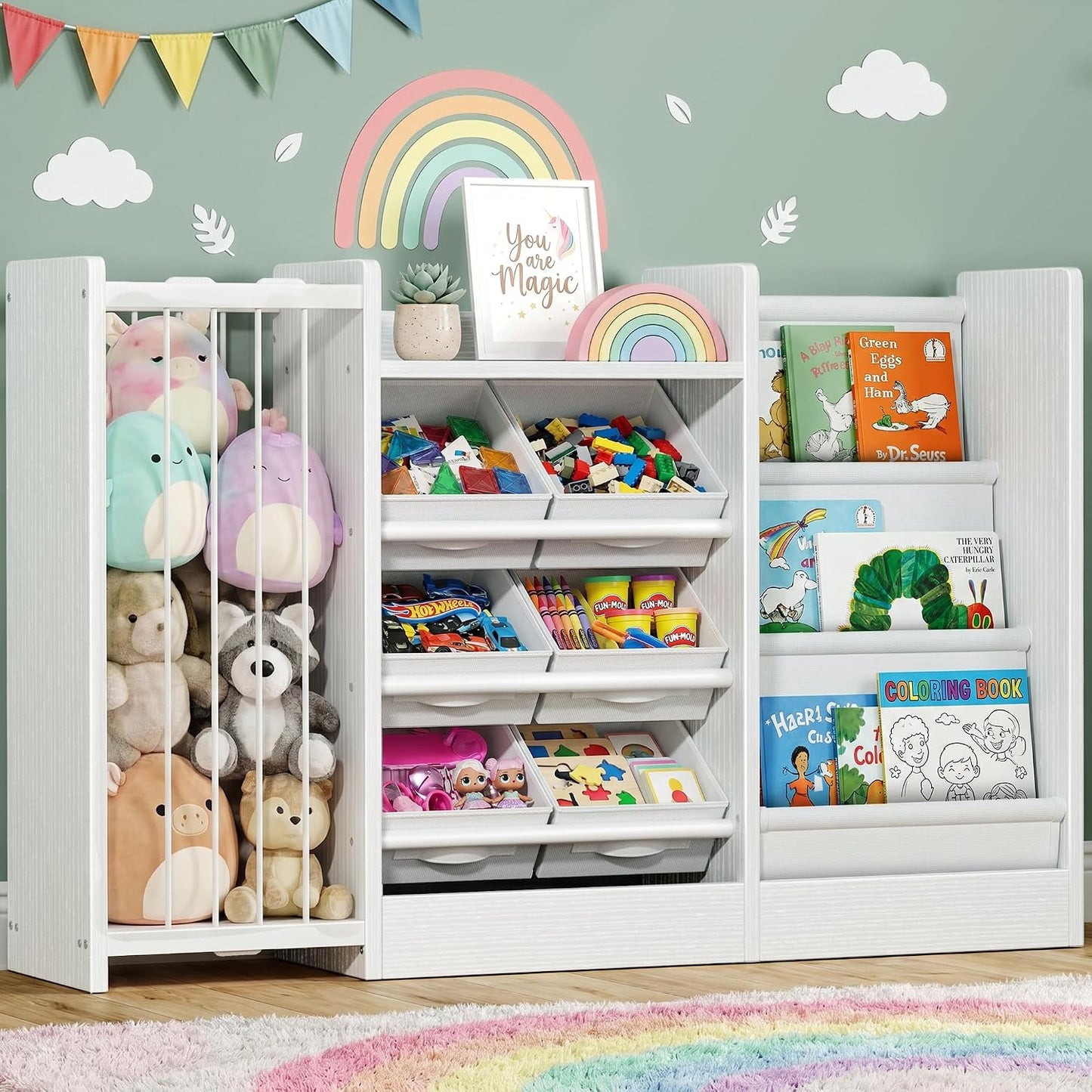 BOLUO Organizador de almacenamiento de juguetes para niños con esta...