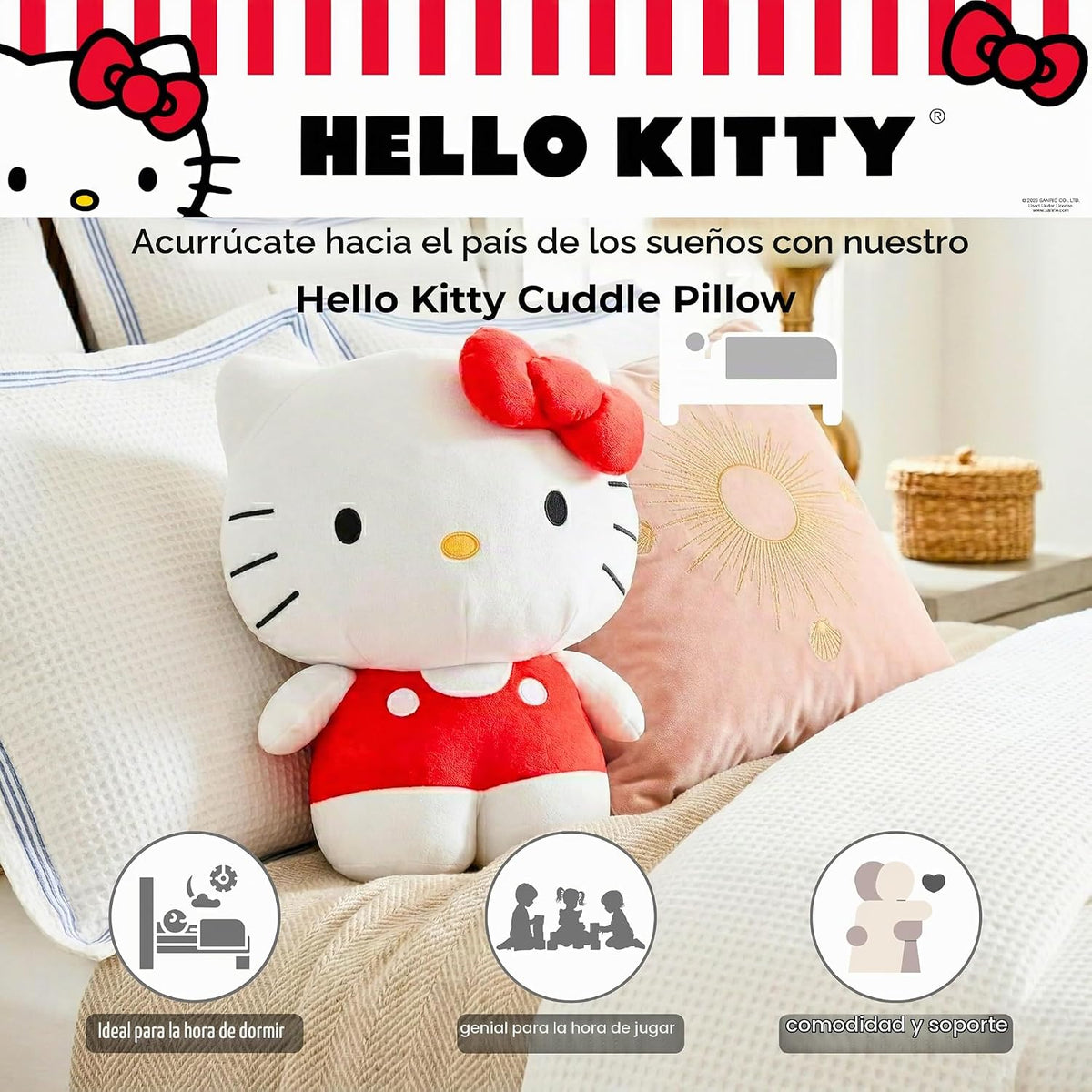Franco Collectibles - Almohada de peluche de Hello Kitty, ropa de c...