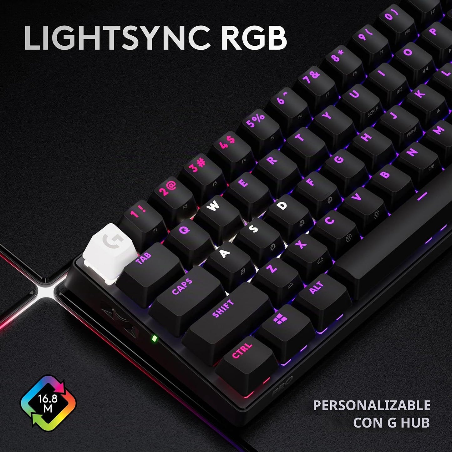 Logitech G PRO X 60% Teclado inalámbrico para juegos (óptica táctil...
