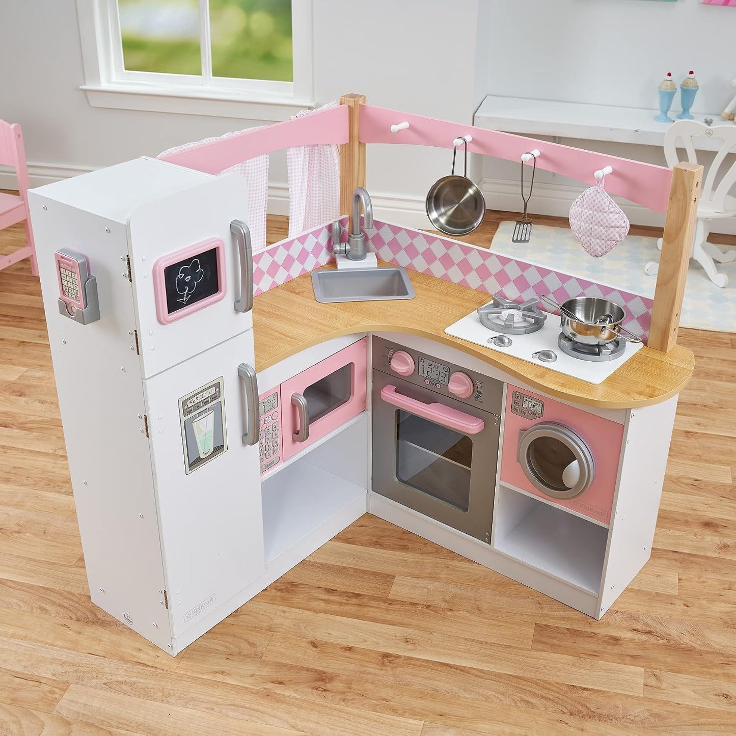 KidKraft Grand Gourmet - Cocina esquinera de madera con lavadora, p...