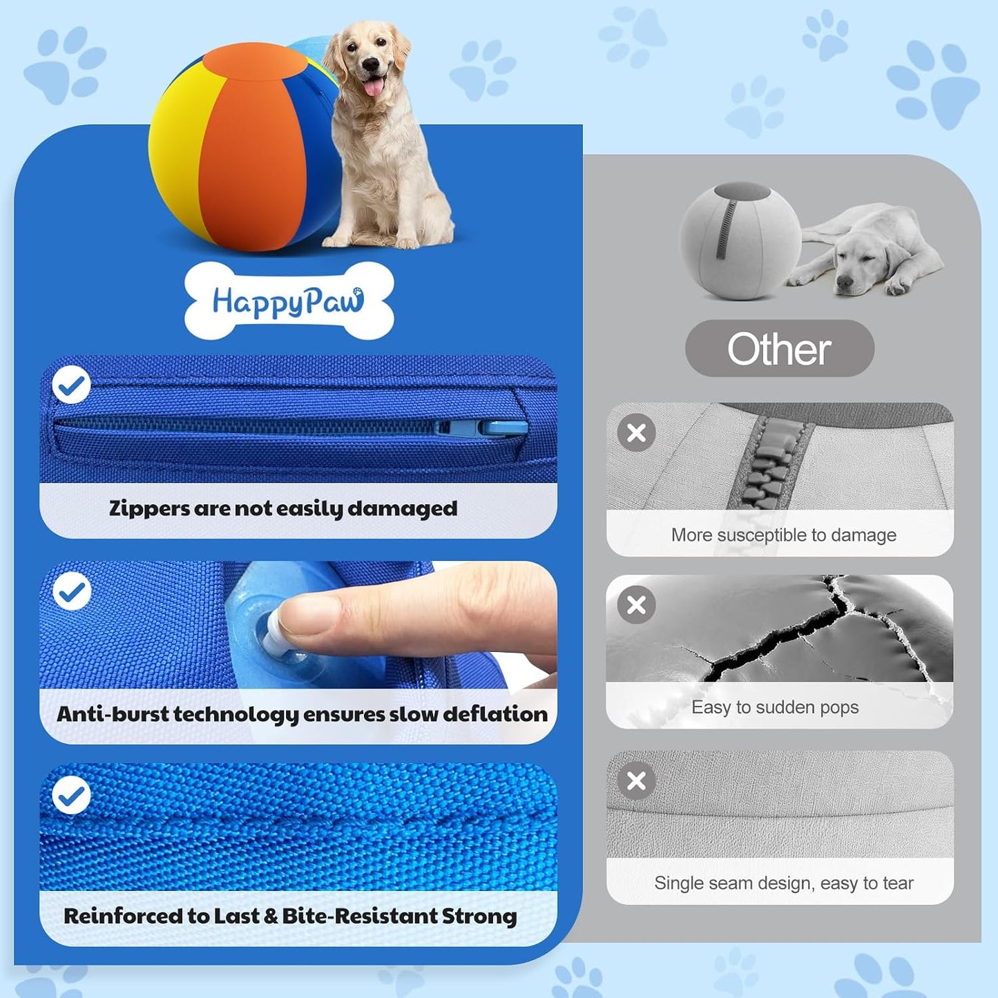 Happypaw Pelota de pastoreo 3.0 mejorada de 18 pulgadas para perros...