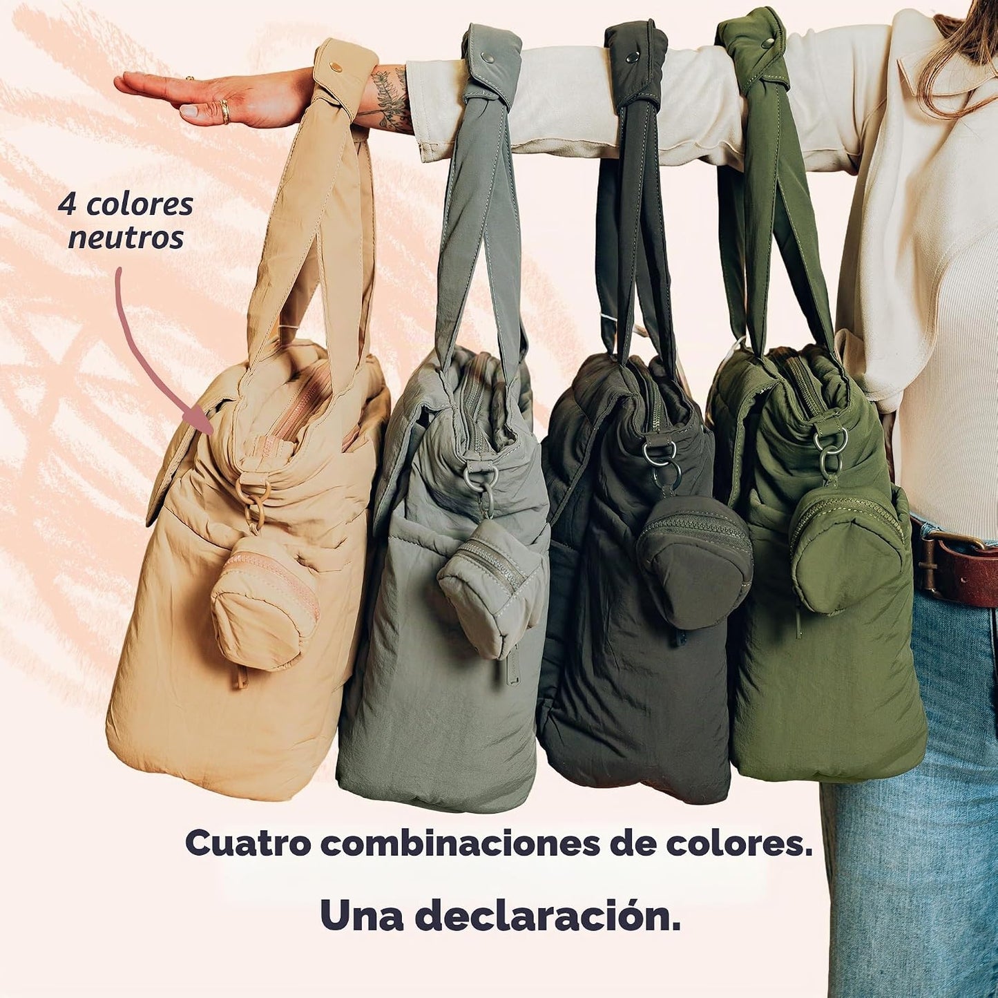 BabbleRoo Flo Bolsa de pañales, bolsa de pañales acolchada suave de...