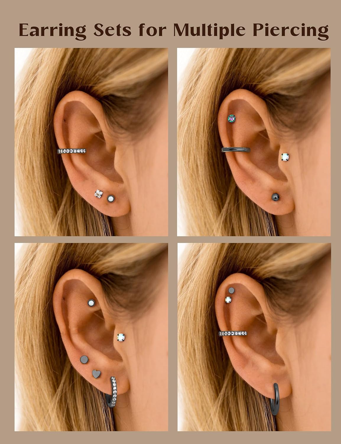 LOLIAS Aretes hipoalergénicos de espalda plana para mujer - Aretes...