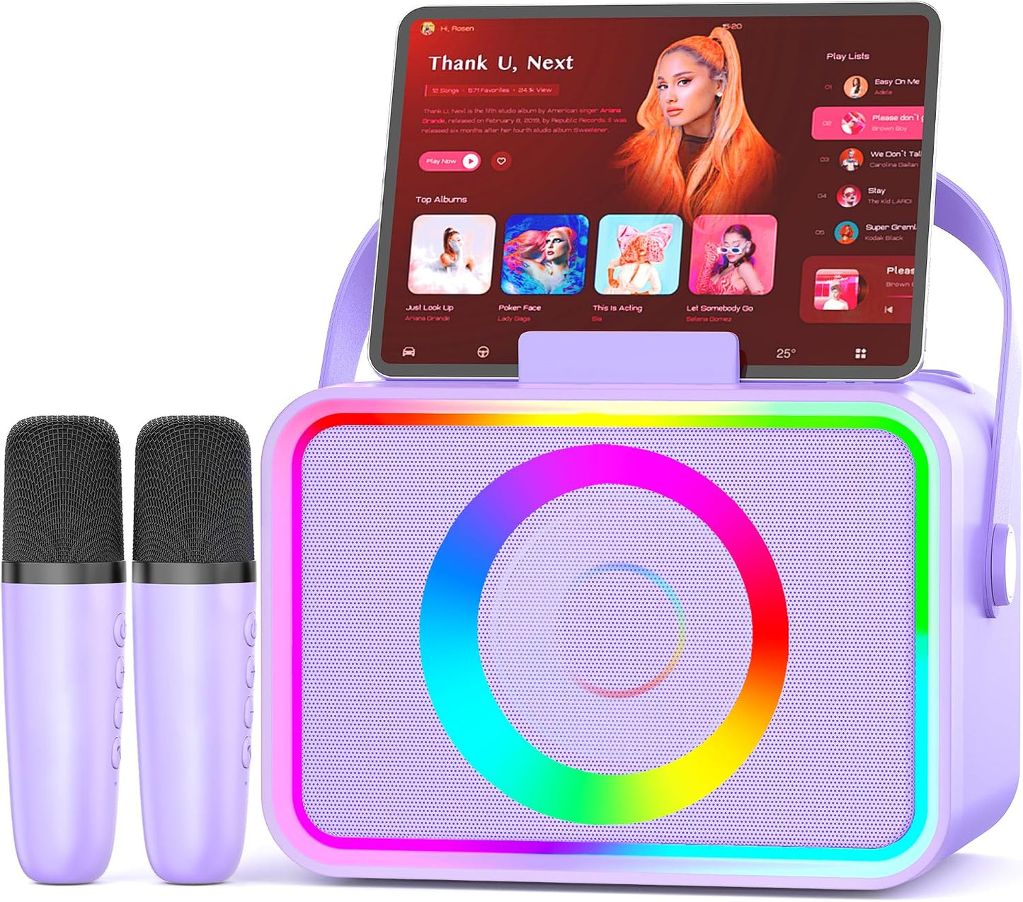 Máquina de karaoke, altavoz Bluetooth portátil con 2 micrófonos ina...