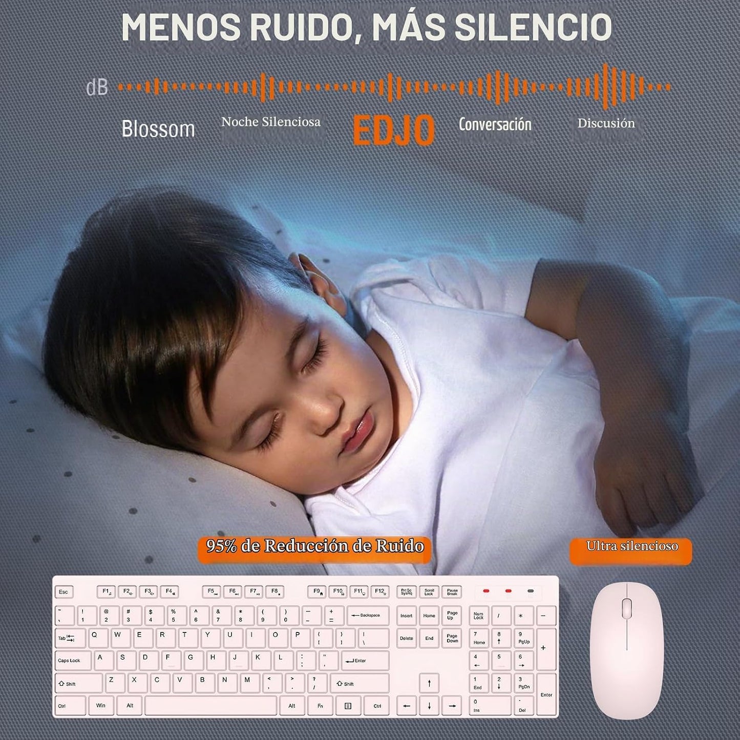 Combo de teclado y mouse inalámbrico, EDJO, teclado y mouse USB ina...