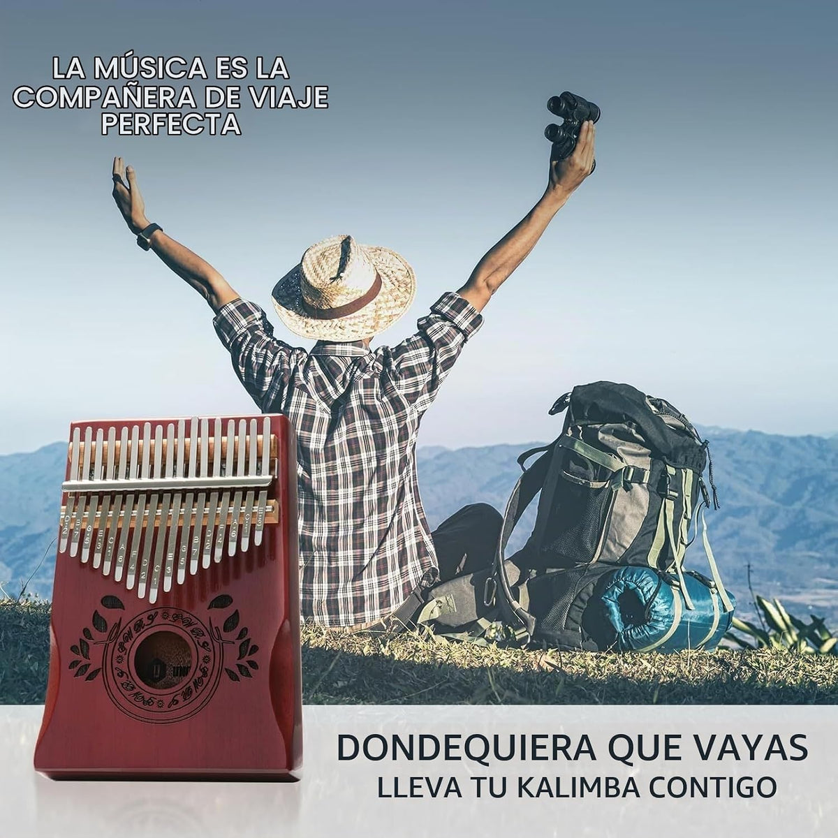 UNOKKI Piano de pulgar Kalimba de 17 teclas, relleno de calcetines...