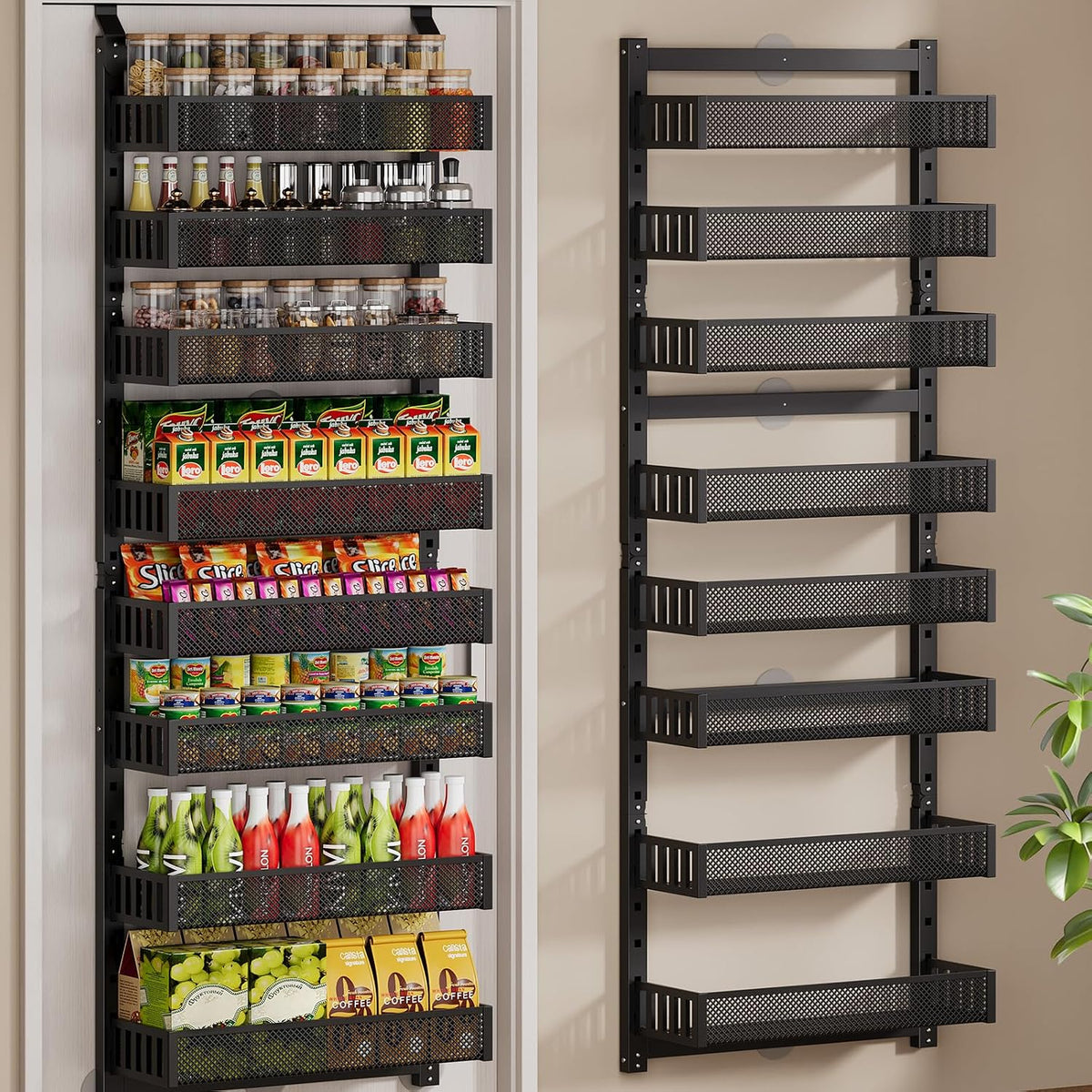 POKIPO Organizador de despensa de 8 niveles sobre la puerta, soport...