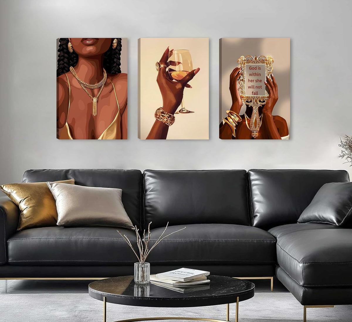 3 piezas de arte de pared de niña negra, mujeres afroamericanas, cu...