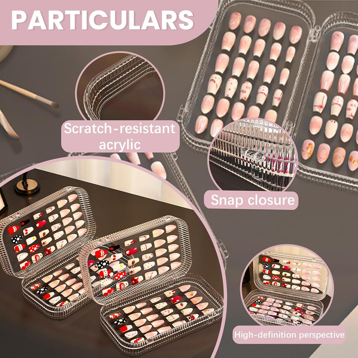 Oskrieel Estuche organizador de uñas grande de tres pliegues a pres...