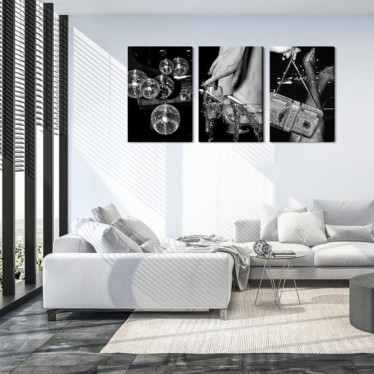 3 piezas de moda en blanco y negro para mujer, arte de pared de luj...