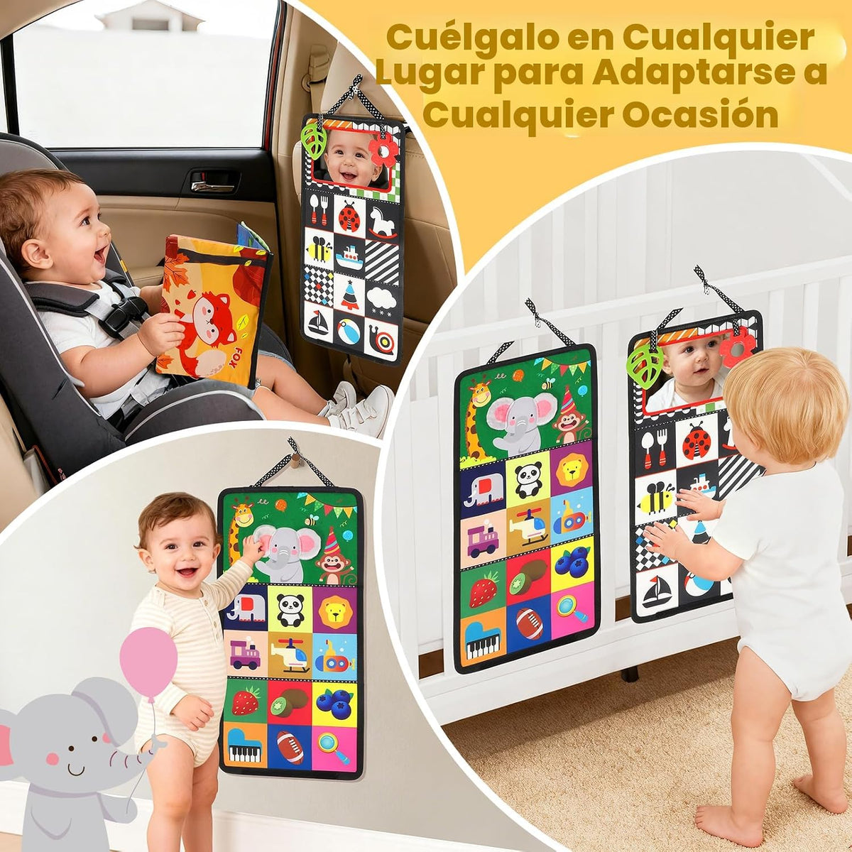 BBWOO Juego de Tiempo de Barriga - Paños de Contraste Alto en Negro...