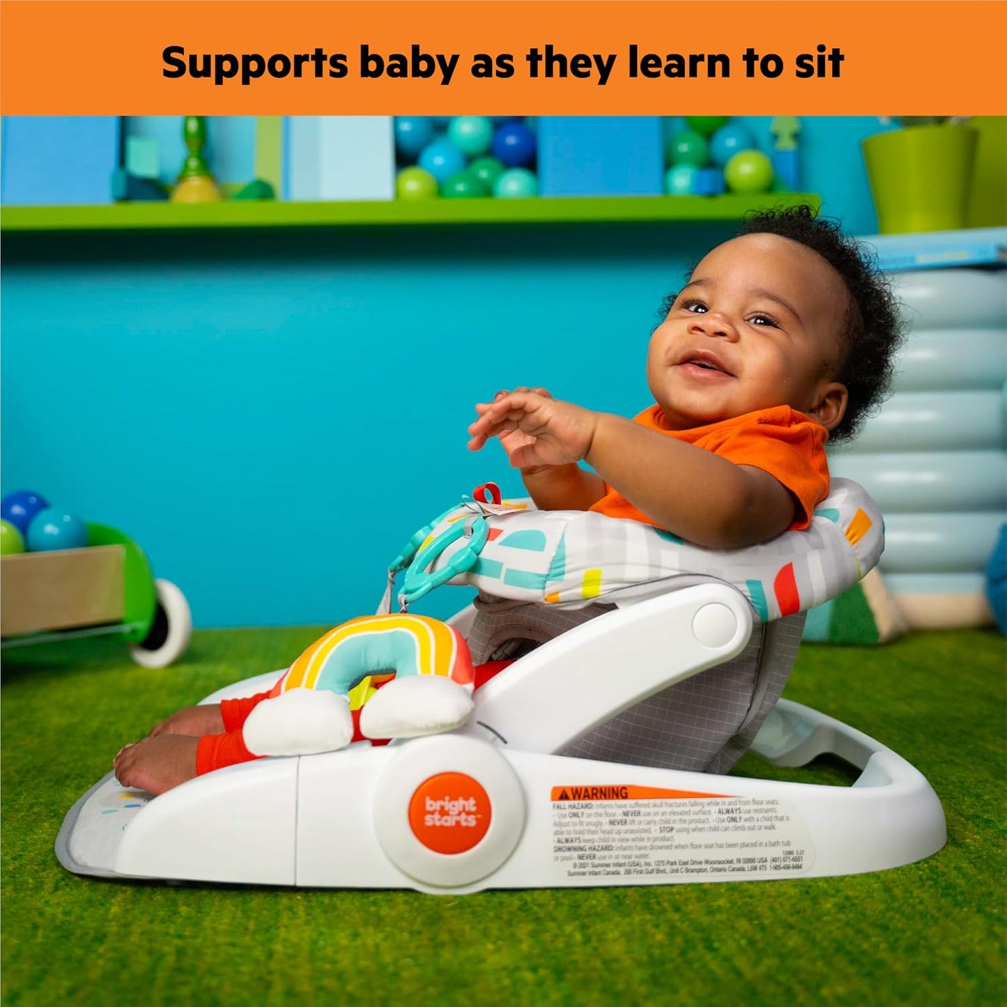Bright Starts Learn-to-Sit - Asiento de piso para bebé, 2 posicione...