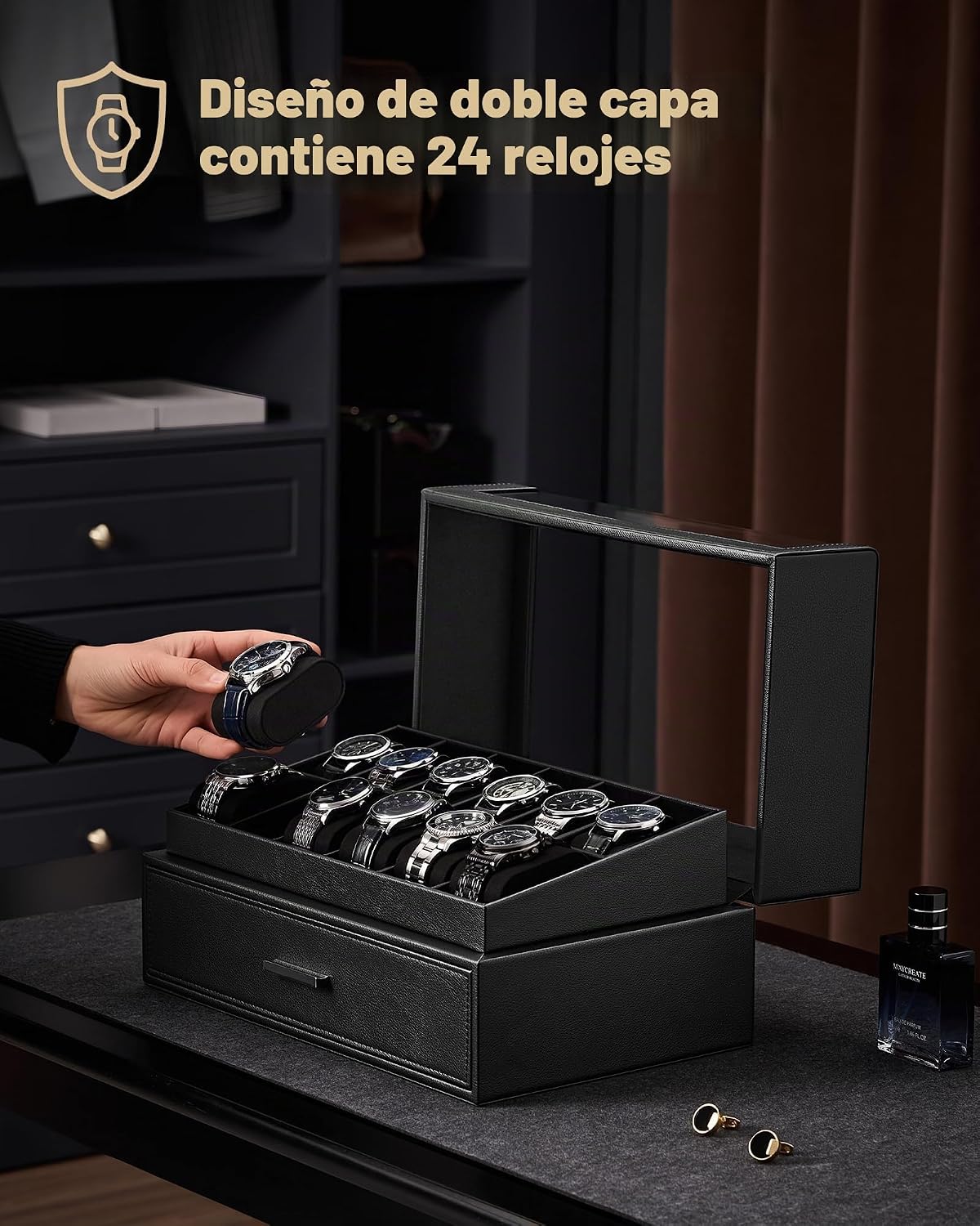 ProCase Caja de reloj para hombres, soporte de exhibición de reloj...