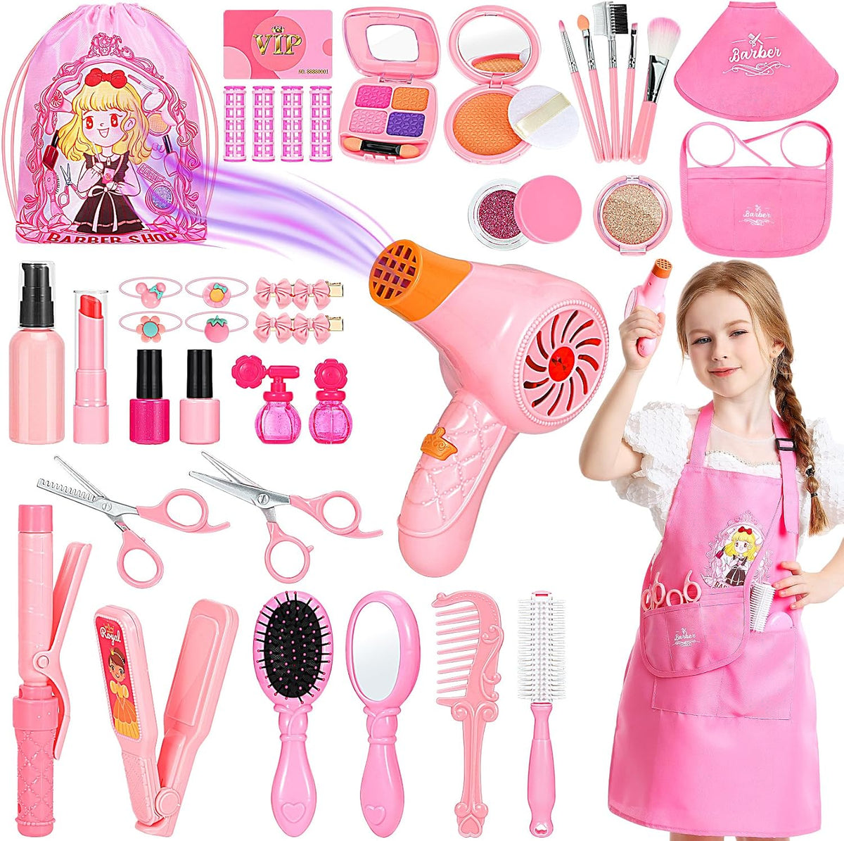 Juguetes de peluquería para niñas, juego de juguetes de maquillaje...