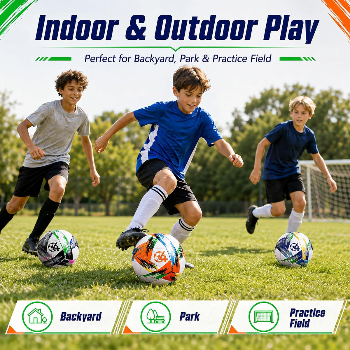 Innotoys Balón de fútbol tamaño 5, tamaño 4, tamaño 3, desinflado,...