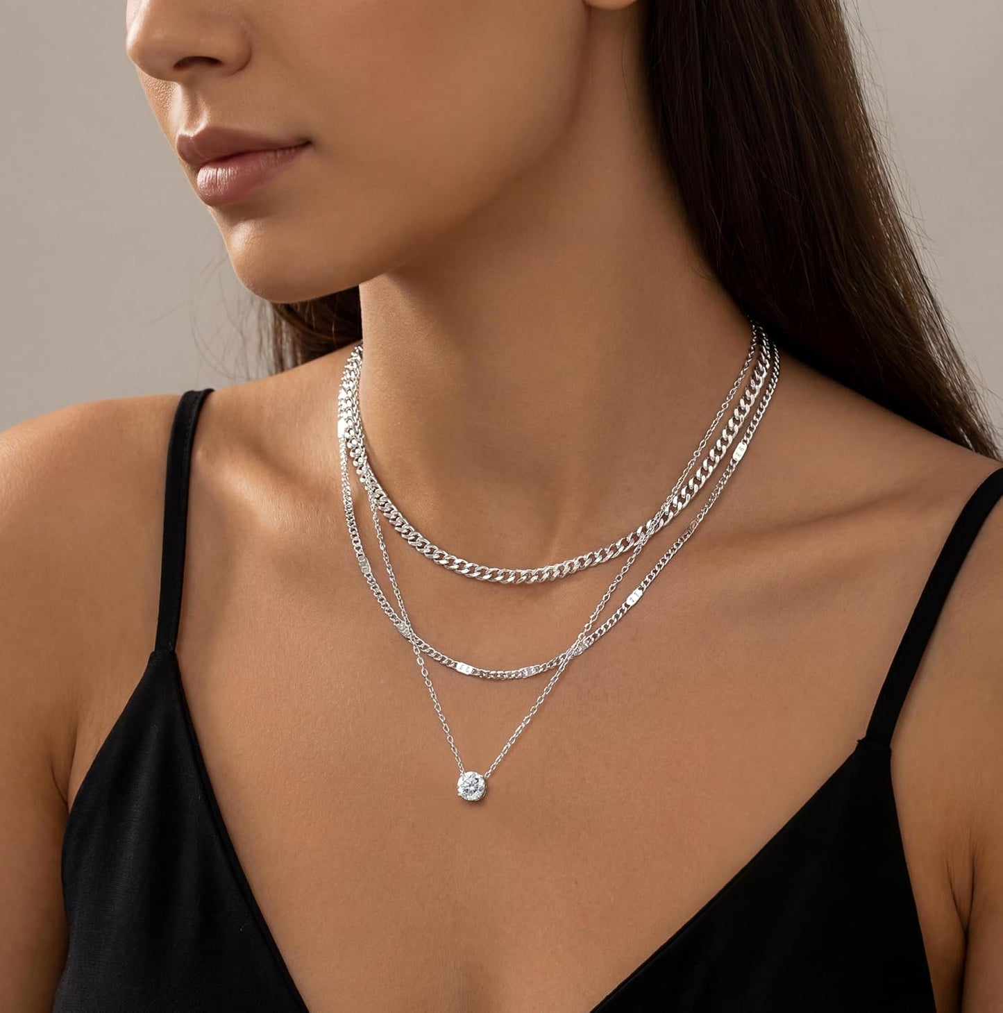 WomenGifts - Collares de oro en capas para mujer; delicado collar c...