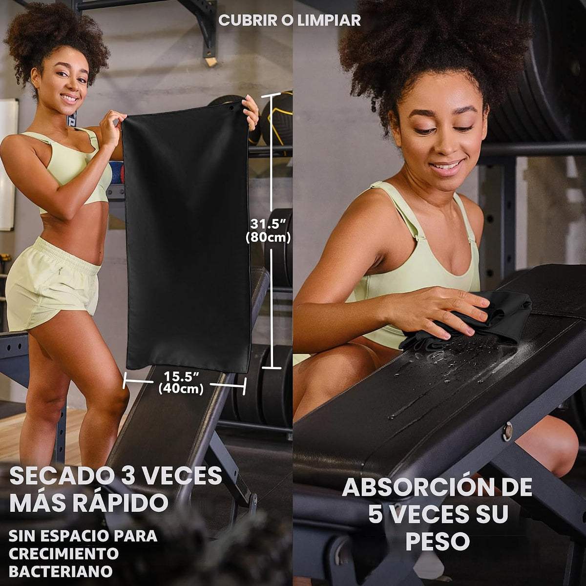 Trailoom Toallas de gimnasio de microfibra, de secado rápido, altam...