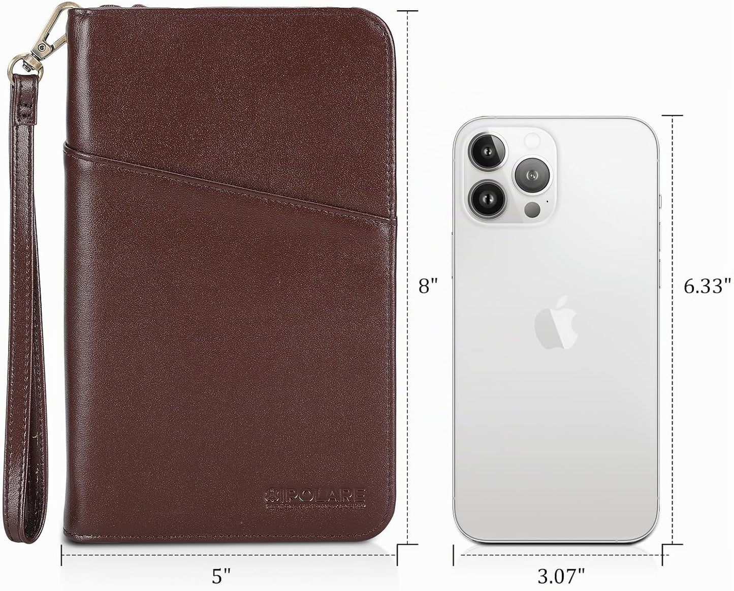 Polare - Funda de piel de grano completo para pasaporte, para hombr...
