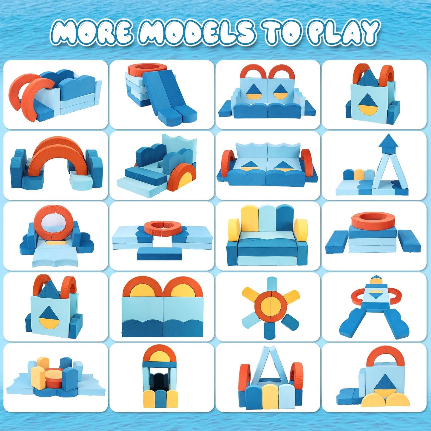 Erament Sofá de Juego Modular para Niños de 22 Piezas para Niños Pe...