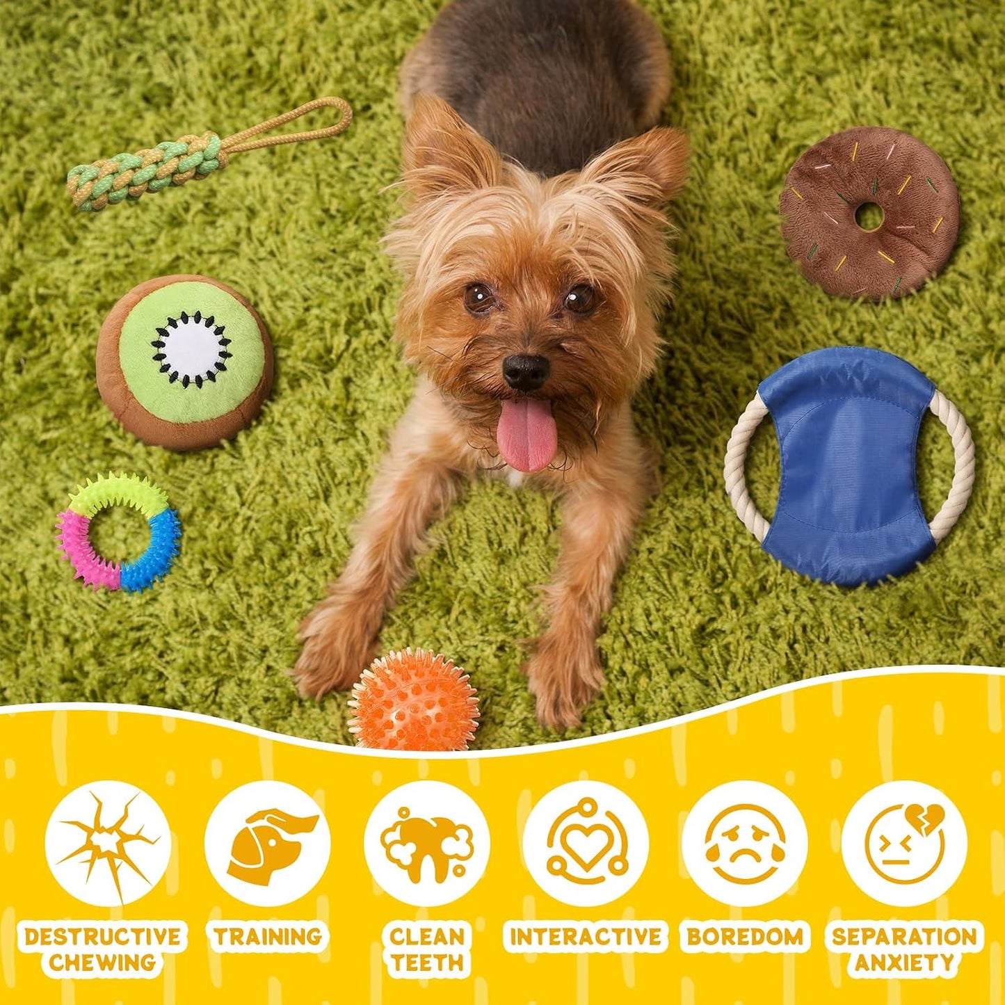 Soulchen Paquete de 100 juguetes para perros pequeños, juguete chir...