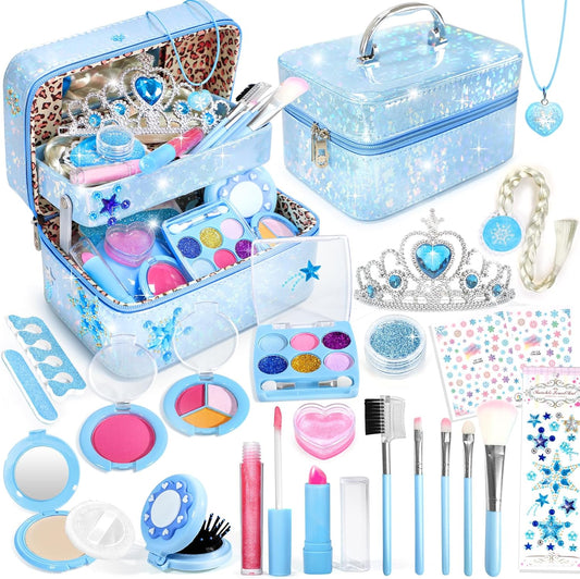 Juego de maquillaje con caja de cosméticos para niñas de 3 a 8 años...