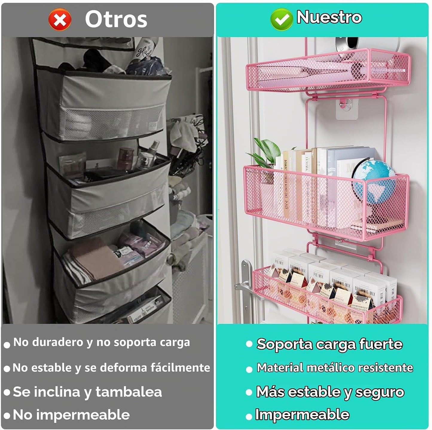 HapiRm Organizador de almacenamiento para colocar sobre la puerta,...