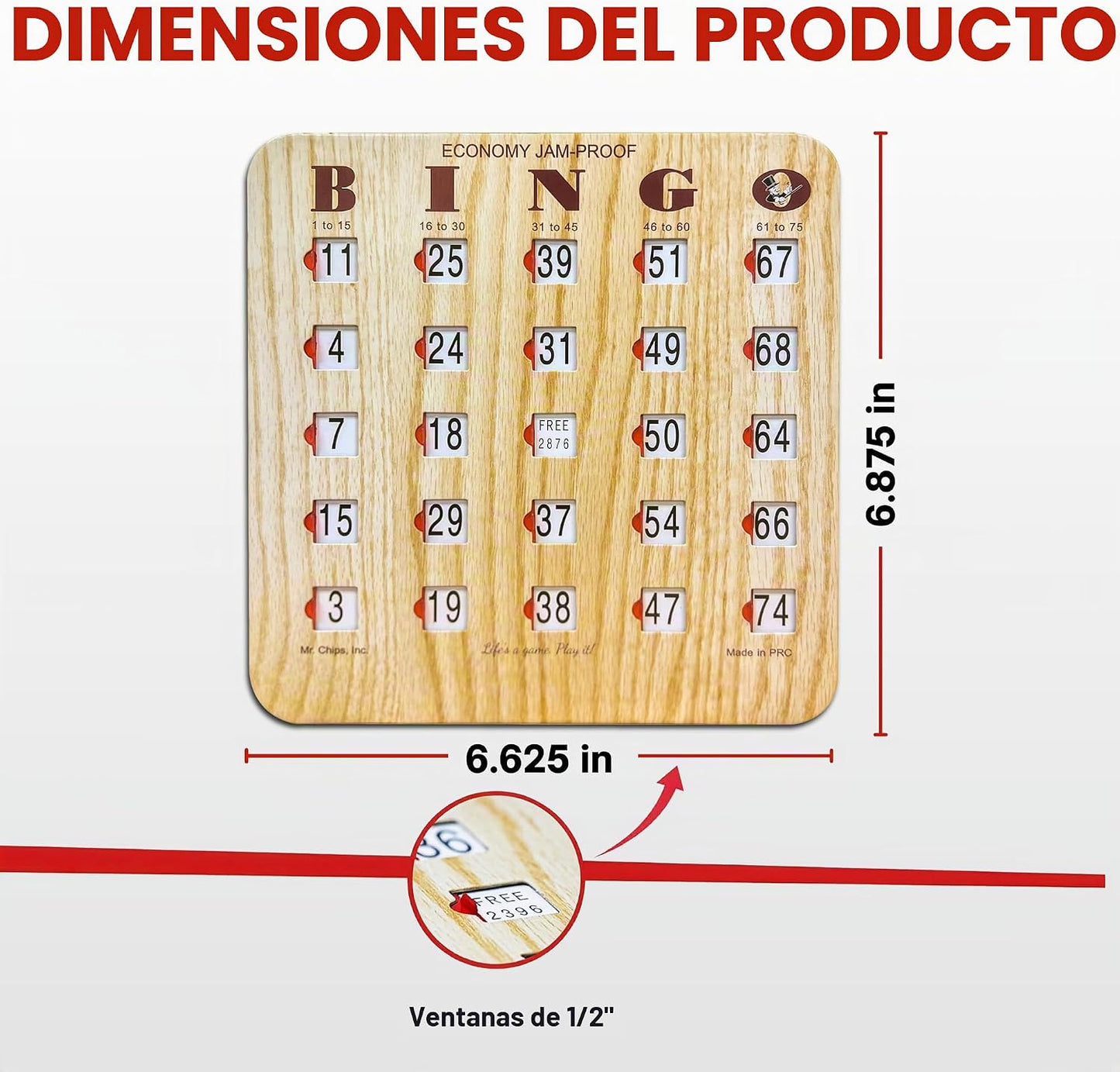 MR CHIPS Tarjetas de bingo deslizantes a prueba de atascos con vent...