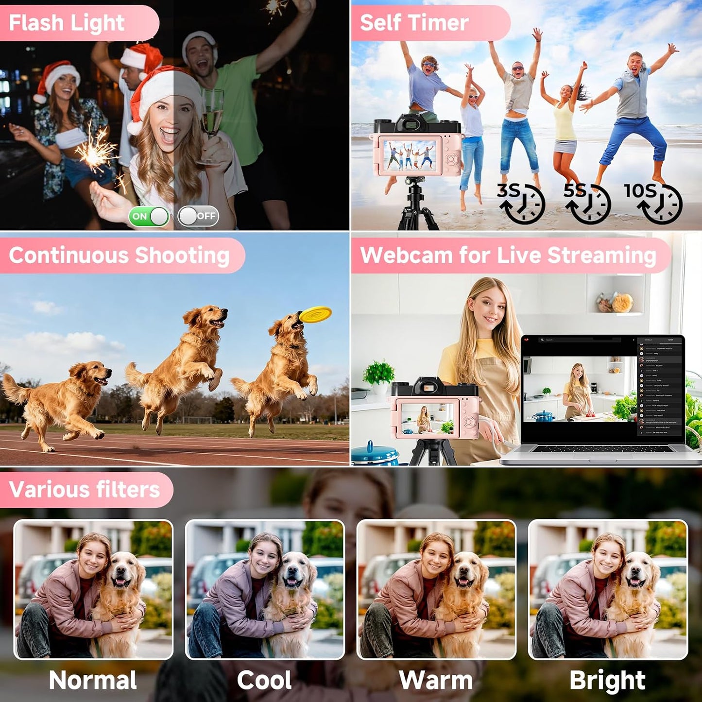 Cámara digital 5K para fotografía, cámara de vlogging WiFi UHD de 7...