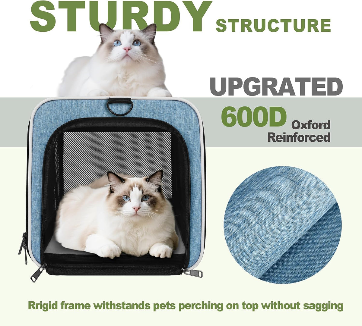 GAPZER Transportador para gatos 18 x 11 x 11 con carga superior sua...