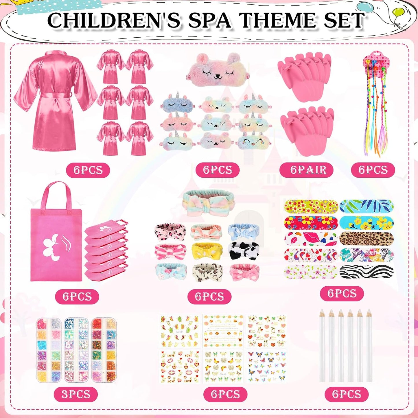 Chunm - Tipi para fiesta de pijamas a granel, completo, 6 rosas, ju...