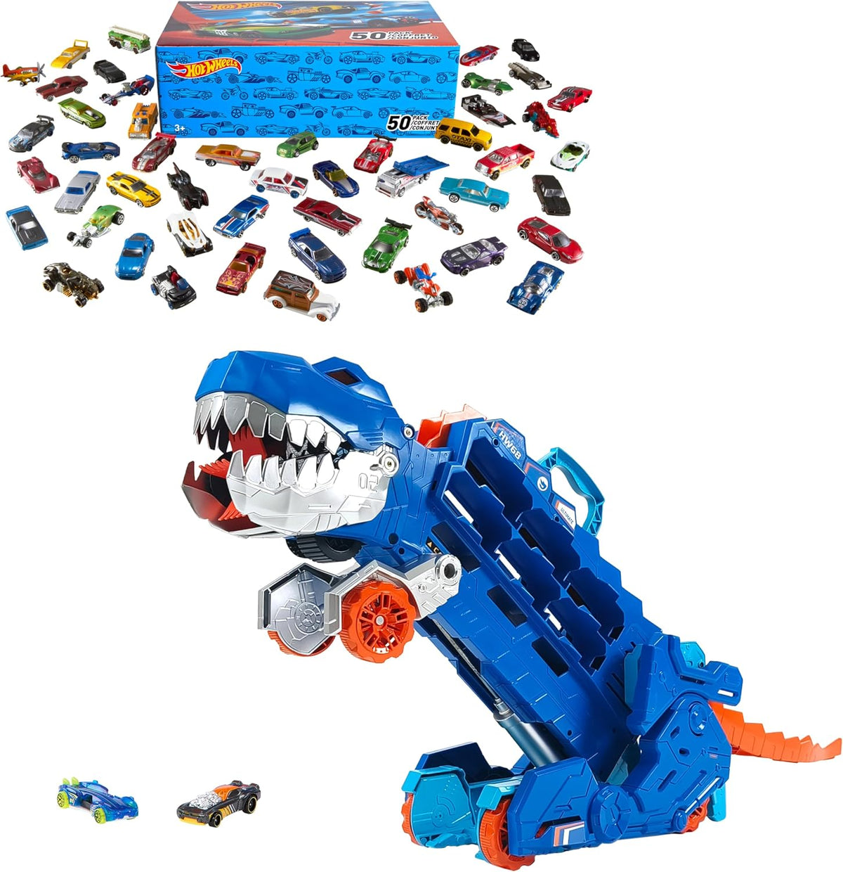 Hot Wheels City Ultimate Hauler, se transforma en T-Rex con pista d...
