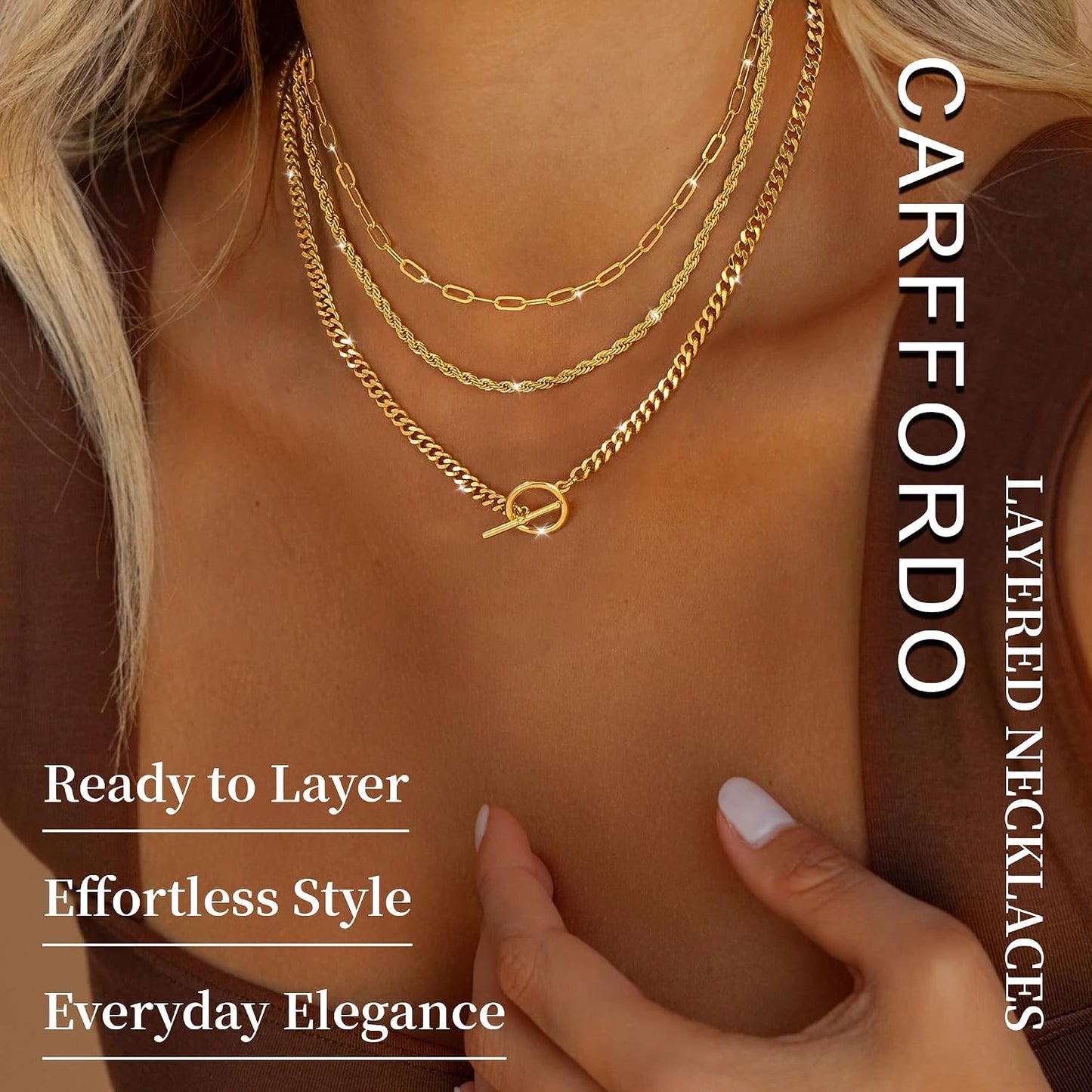 Carffordo - Collares chapados en oro para mujer, delicados collares...