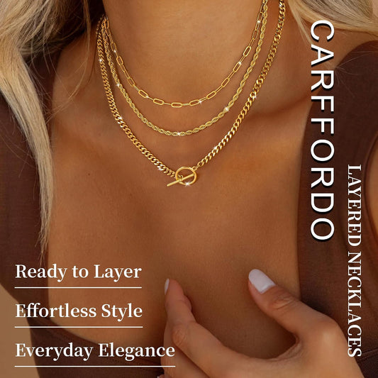 Carffordo - Collares chapados en oro para mujer, delicados collares...