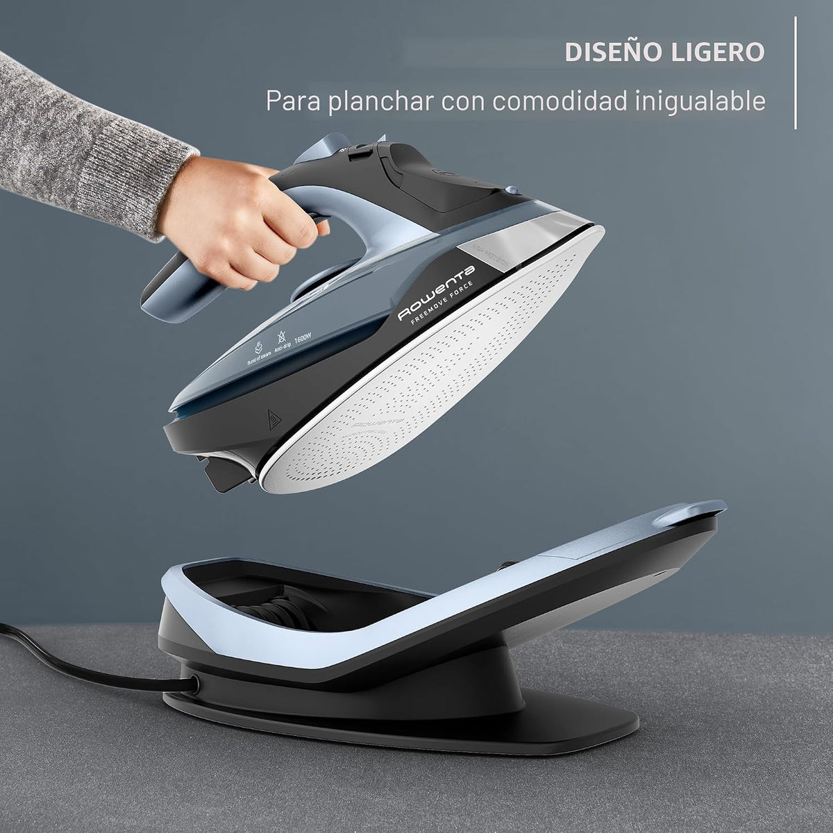 Rowenta Freemove - Plancha inalámbrica con vapor, 1600 vatios, suel...