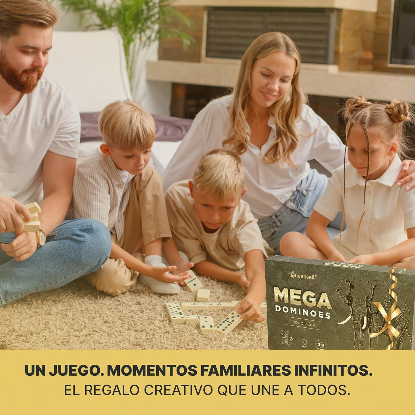 Juego de dominó mega grande de 3" para adultos y niños \u2013 J...