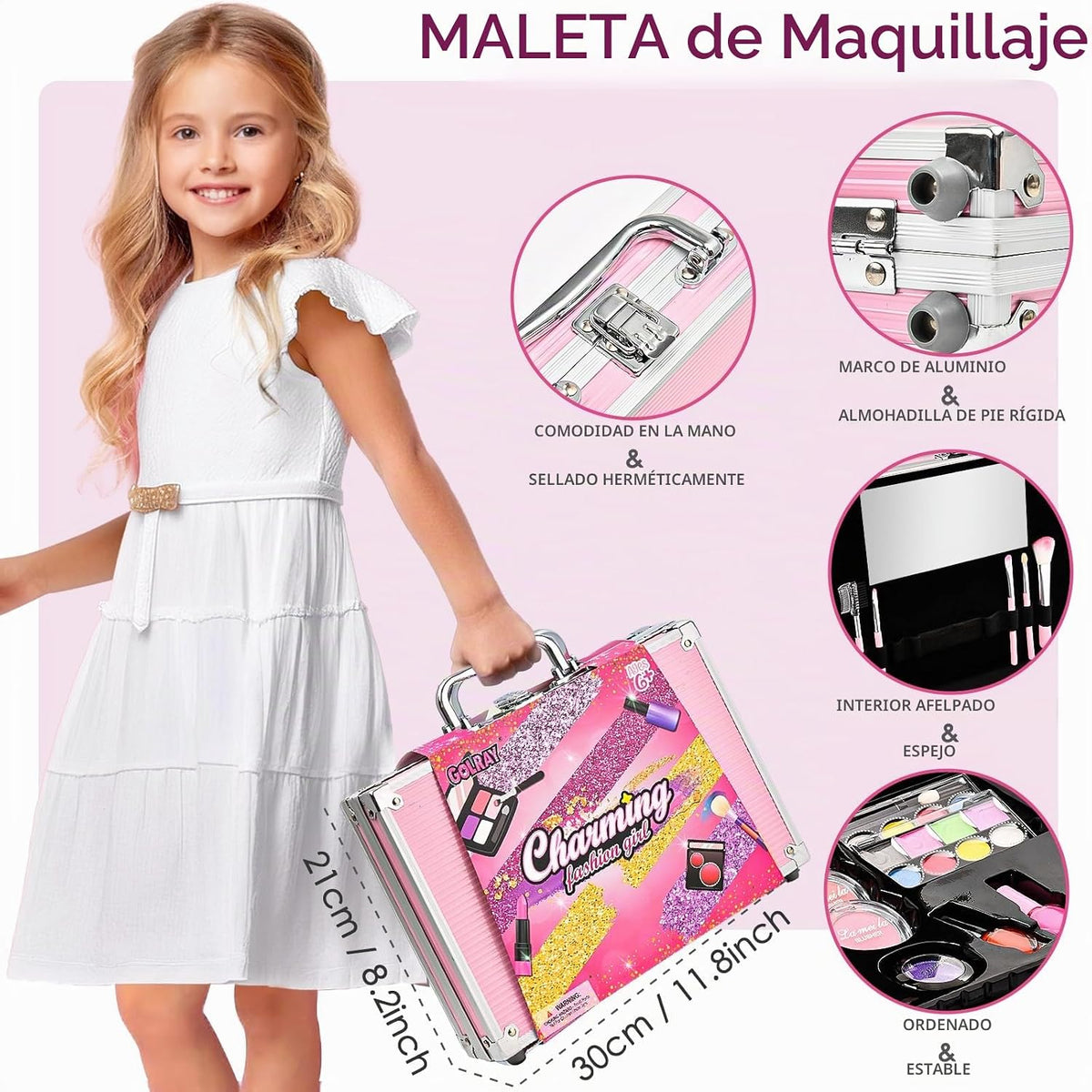 Golray - Kit de maquillaje infantil para niñas, juego de maquillaje...