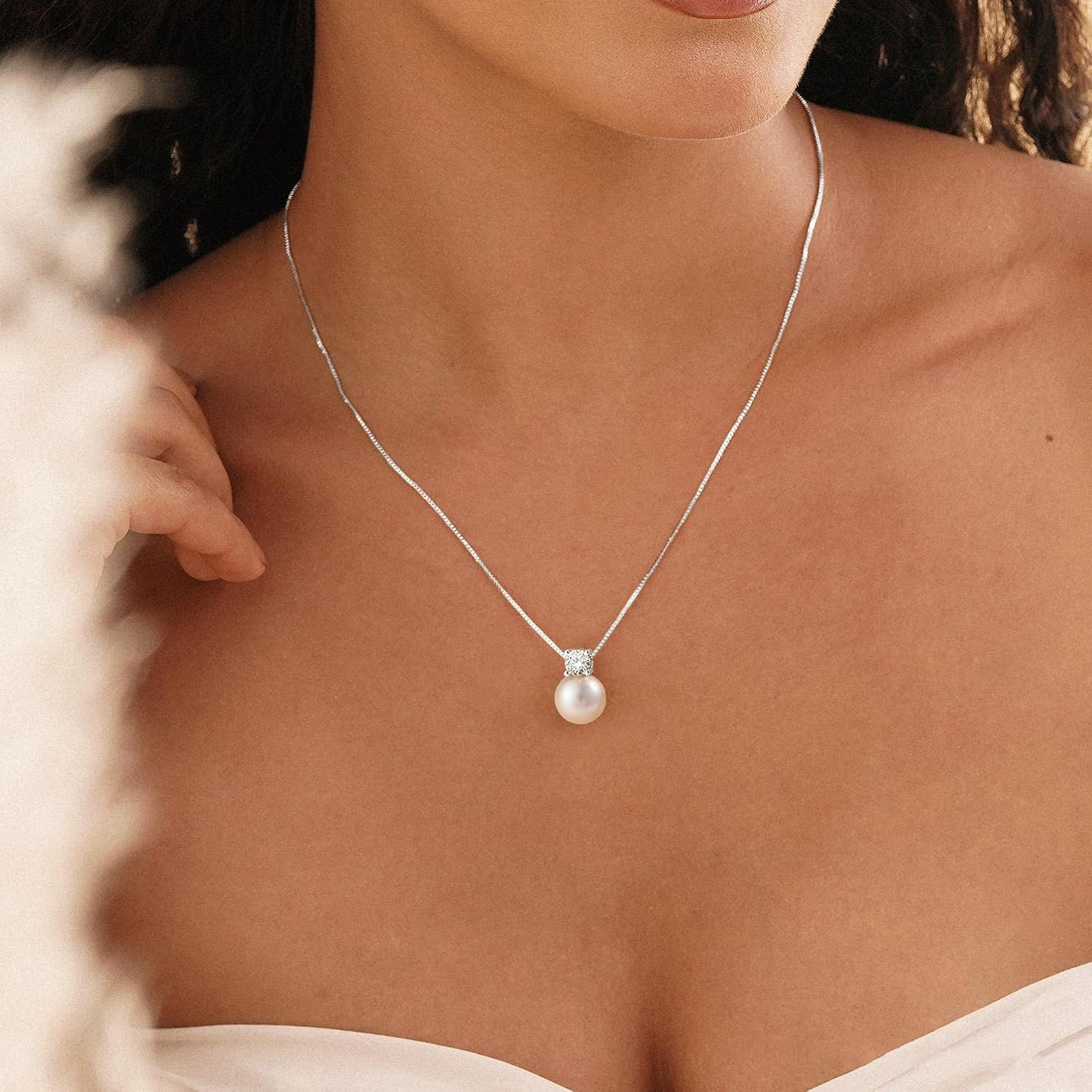 WFYOU Collares de perlas para mujer, collar de perlas redondas de a...