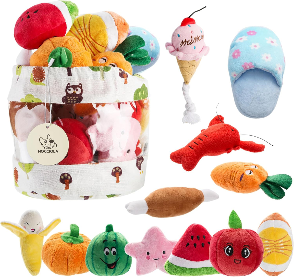 Nocciola Juguetes chirriantes para perros, juguetes de peluche para...