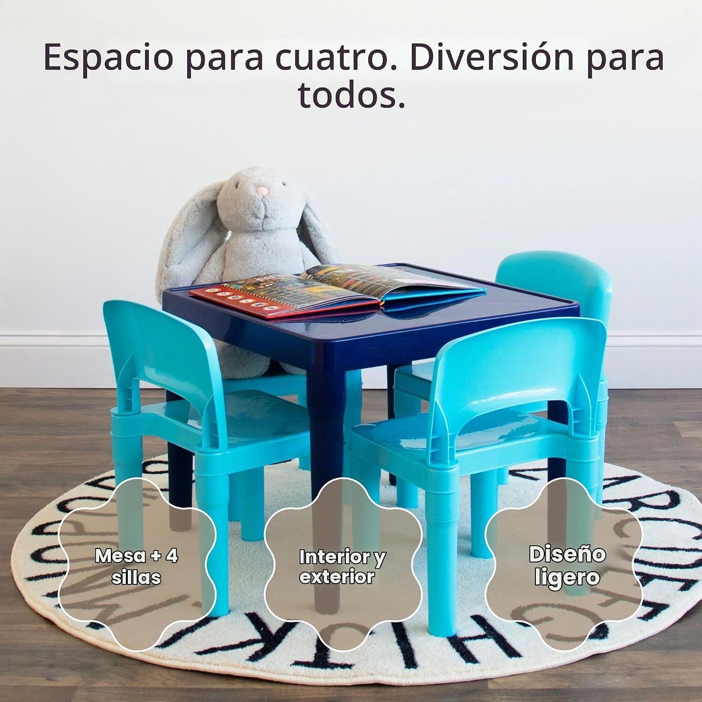 Humble Crew Juego de mesa y silla para niños, interior y exterior,...